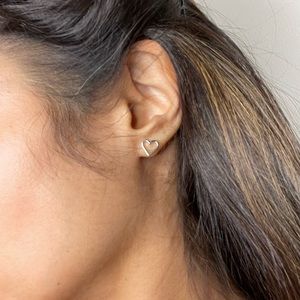 Hollow Heart Stud Minimalist & Dainty Silver Daily Tiny, 925 sterling silver